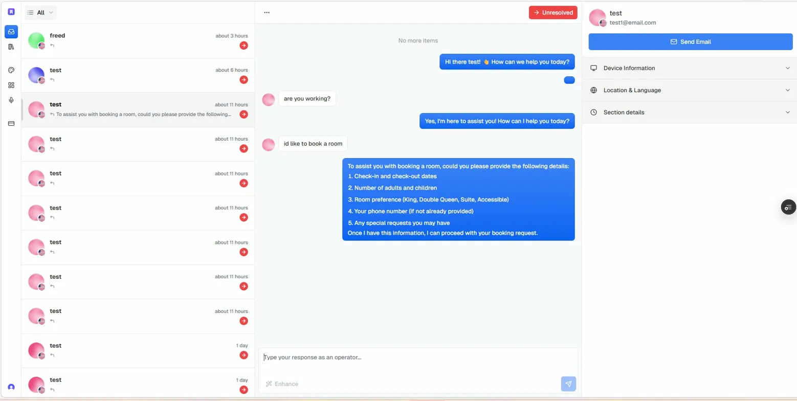 Kyroa dashboard showing guest conversations and AI responses